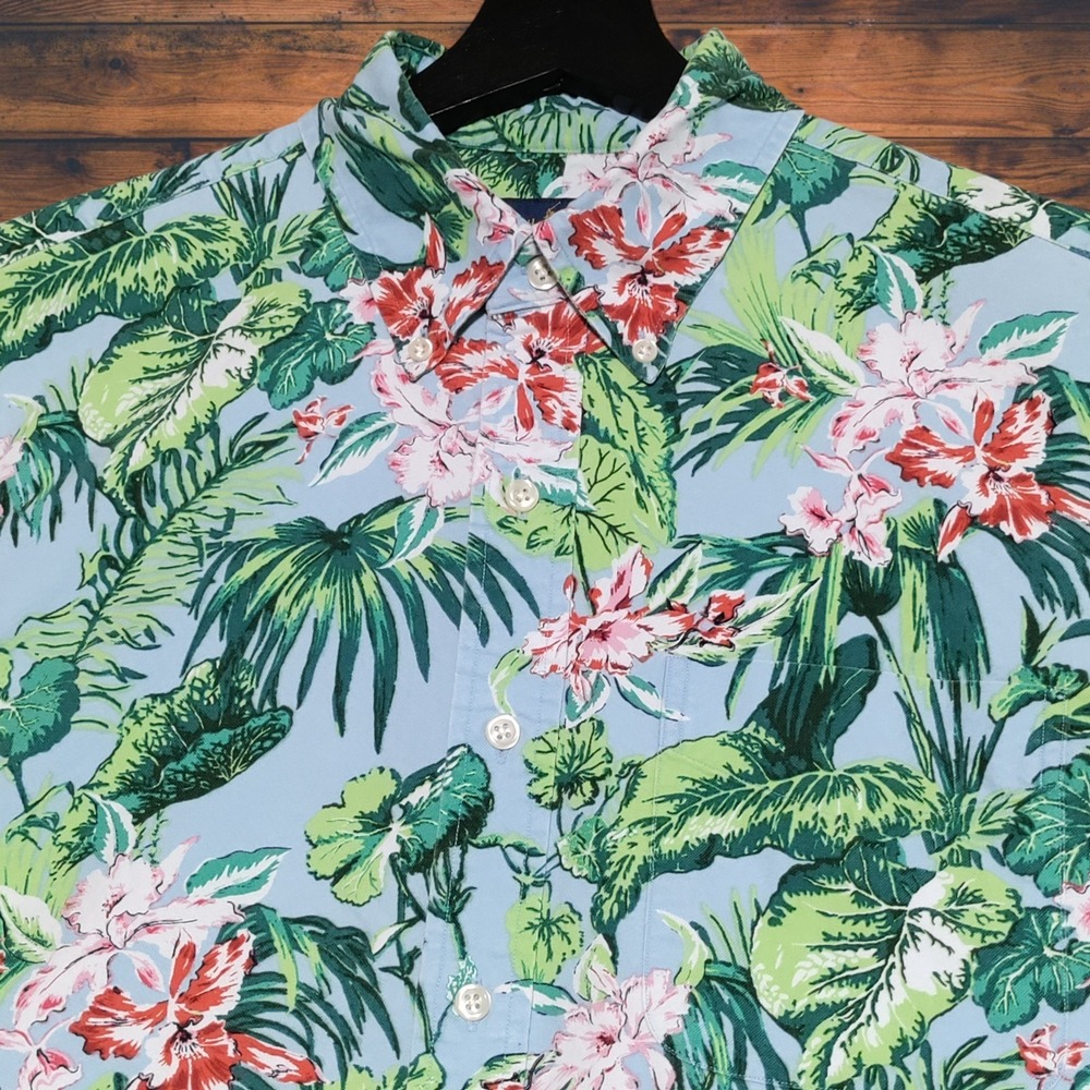 Polo Ralph Lauren Hawaiian Shirt Mens Medium Cotton Tropical Button Down